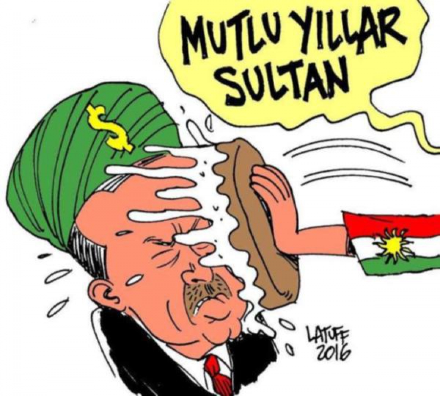 Η… ΓΕΝΕΘΛΙΑ ΤΟΥΡΤΑ ΜΕ «ΧΡΩΜΑ» ΚΟΥΡΔΙΣΤΑΝ, ΣΤΟΝ ΣΟΥΛΤΑΝΟ ΕΡΝΤΟΓΑΝ!