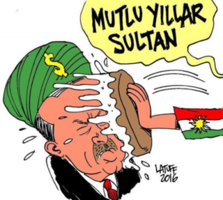 Η… ΓΕΝΕΘΛΙΑ ΤΟΥΡΤΑ ΜΕ «ΧΡΩΜΑ» ΚΟΥΡΔΙΣΤΑΝ, ΣΤΟΝ ΣΟΥΛΤΑΝΟ ΕΡΝΤΟΓΑΝ!