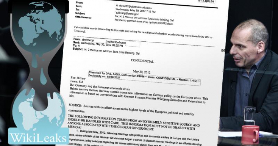 Απόρρητο έγγραφο των ΗΠΑ προδίδει τα σχέδια Σόιμπλε το 2012 - Σχόλιο Βαρουφάκη